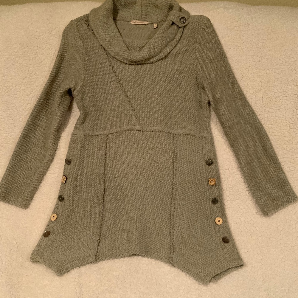 Soft Surroundings Long Textured Cowl NeckTunic  (Lt. Green) size XS